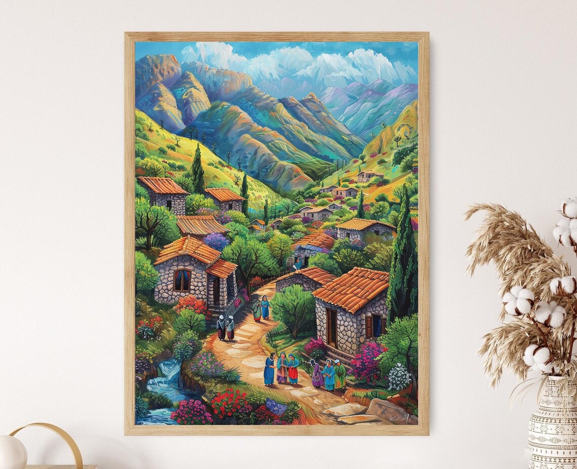 Kurdish Village Art Print, Kurdistan Wall Decor