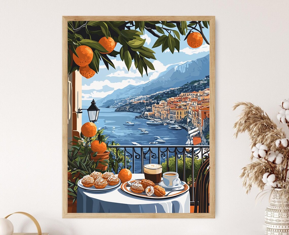 Palermo Breakfast Table, Traditional Italian Art Print