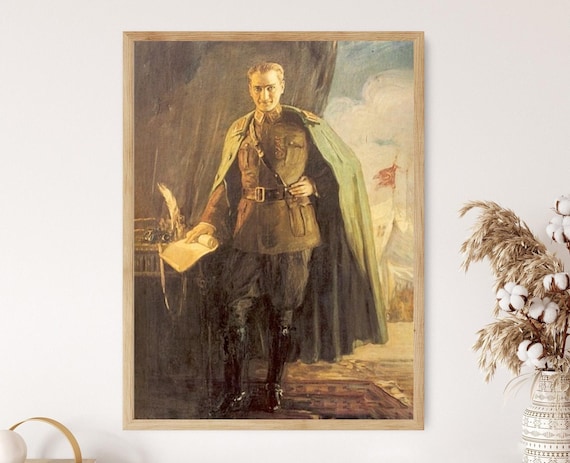 Mustafa Kemal Ataturk Marshal Uniform Portrait Poster Turkish History Art