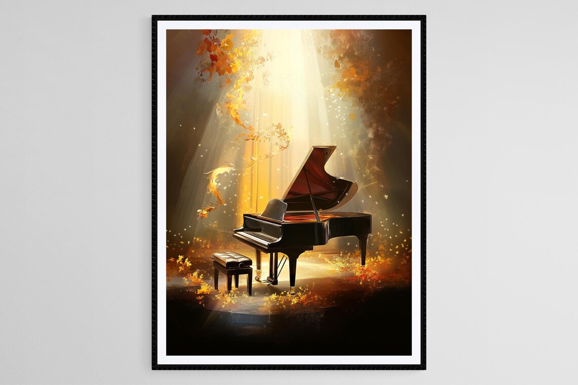 Dreamlike Piano Art Print, Elegant Music Room