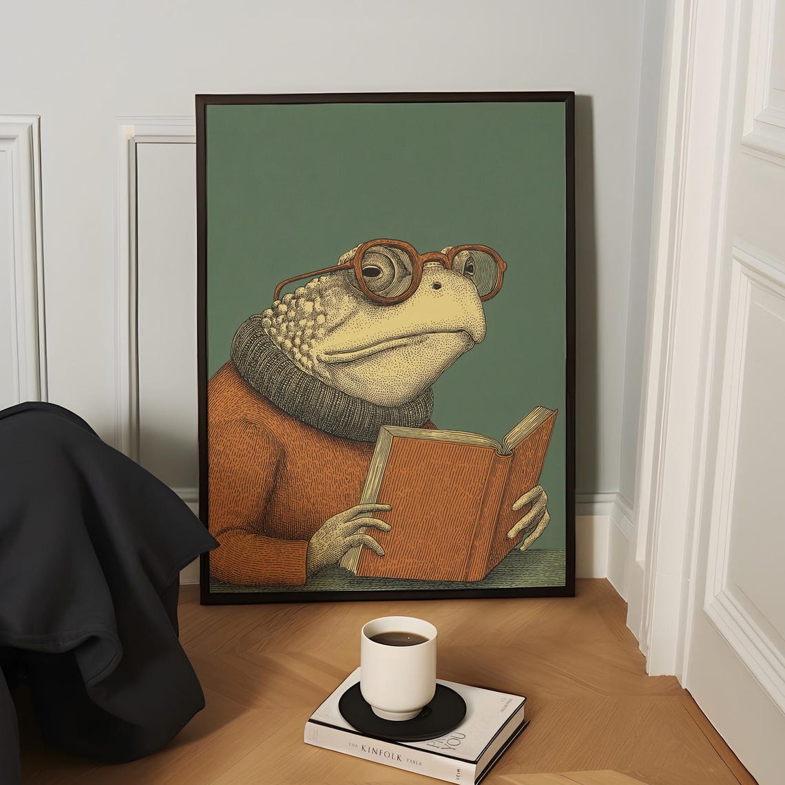 Gentleman Toad Reading Poster Whimsical Animal Print