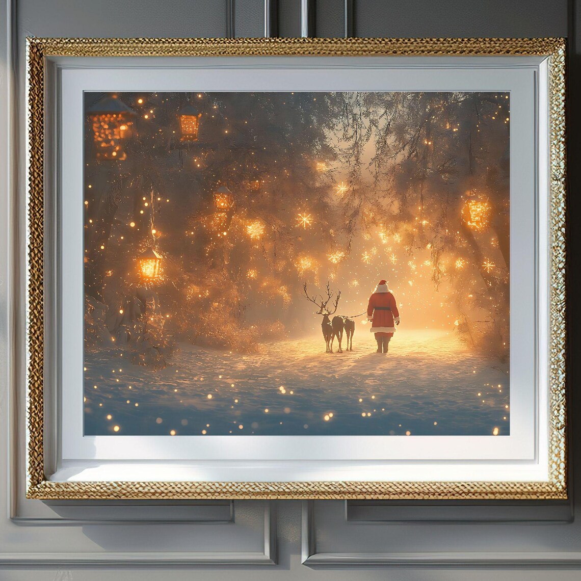 Santa And Reindeer Christmas Holiday Decor