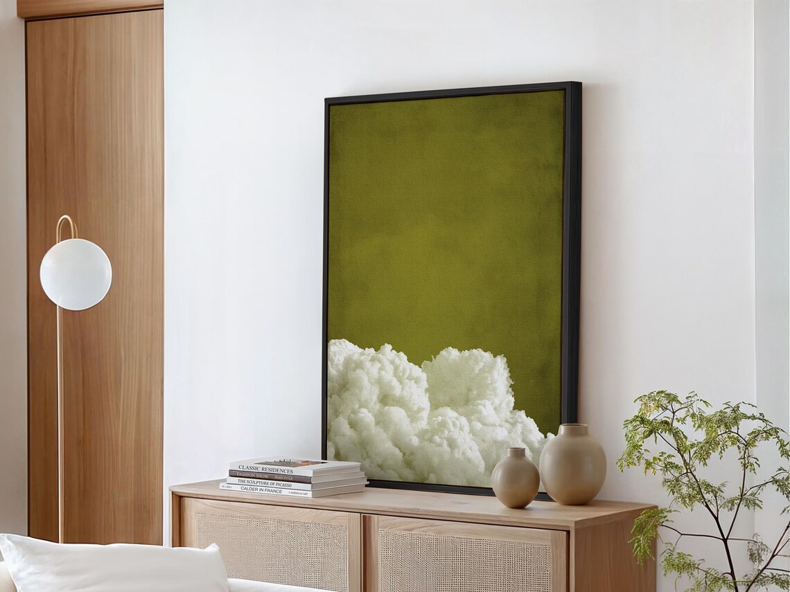 Old Moss Green Cloud Minimalist Art Print - Image 2