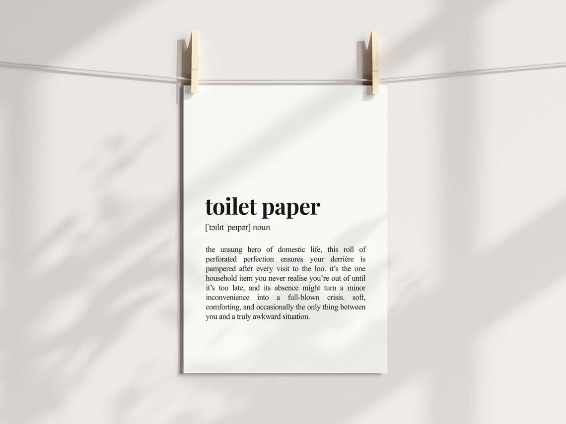 Toilet Paper Definition Funny Dictionary Style Bathroom Wall Art - Image 3