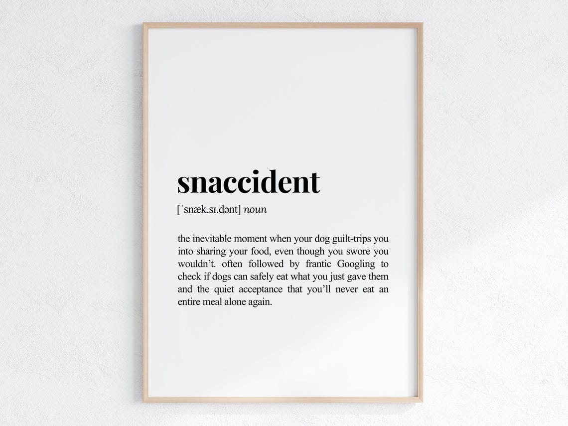 Snaccident Definition Funny Dog Lover Dictionary Style Poster