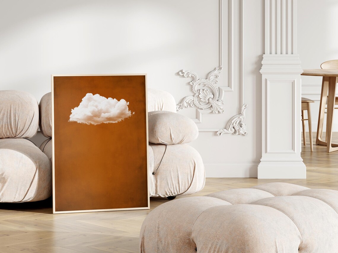 Rusty Copper Cloud Abstract Vintage Wall Art Print - Image 3