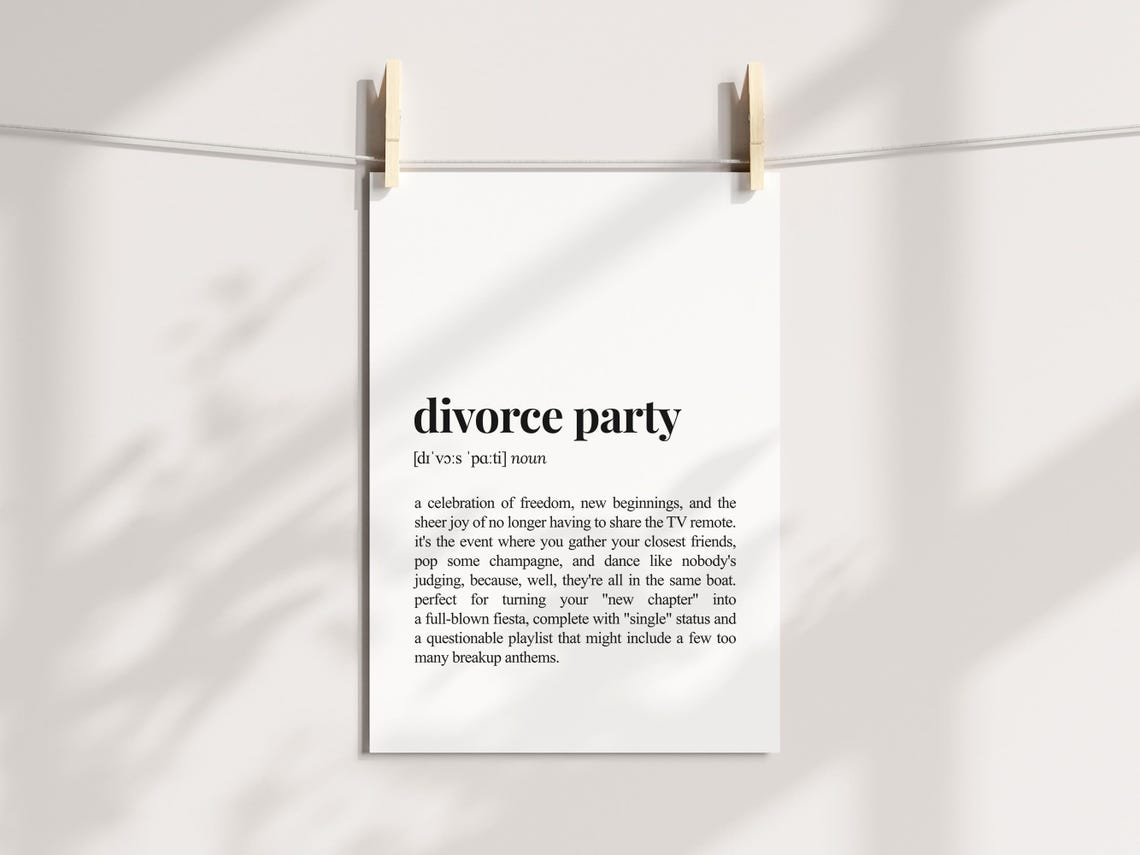 Divorce Party Funny Dictionary Definition Poster for Celebration Decor - Image 3