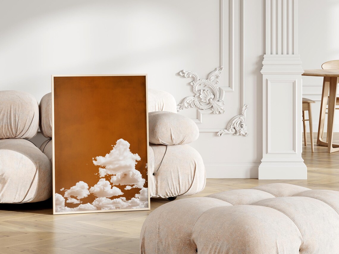 Rusty Copper Cloud Minimalist Vintage Art Print - Image 3