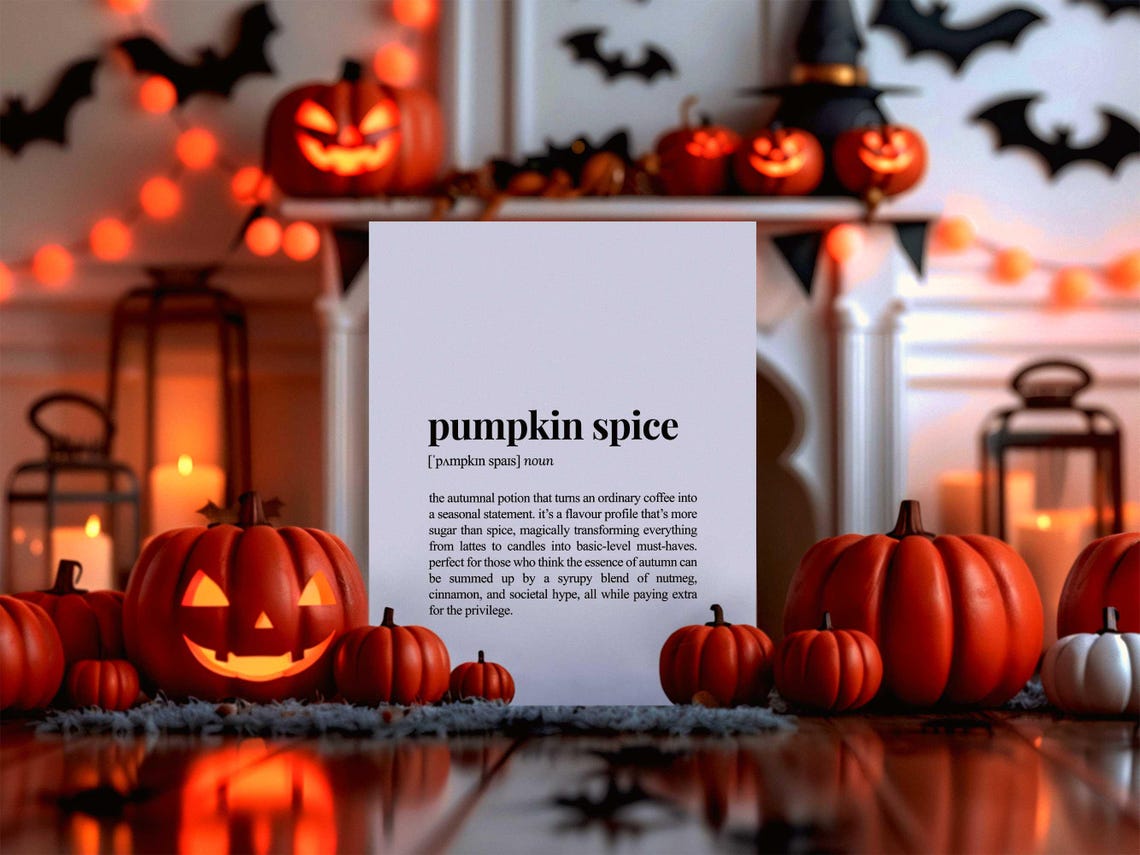 Pumpkin Spice Definition Funny Dictionary Style Fall Decor Wall Art - Image 2