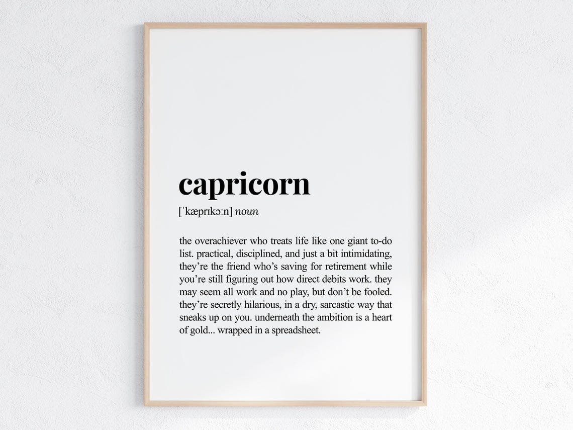 Capricorn Zodiac Sign Funny Astrology Definition Dictionary Poster