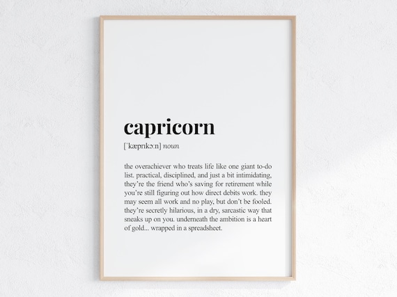 Capricorn Zodiac Sign Funny Astrology Definition Dictionary Poster