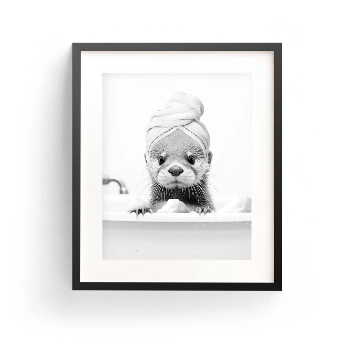 Baby Otter In Tub Nursery Wall Art Print
