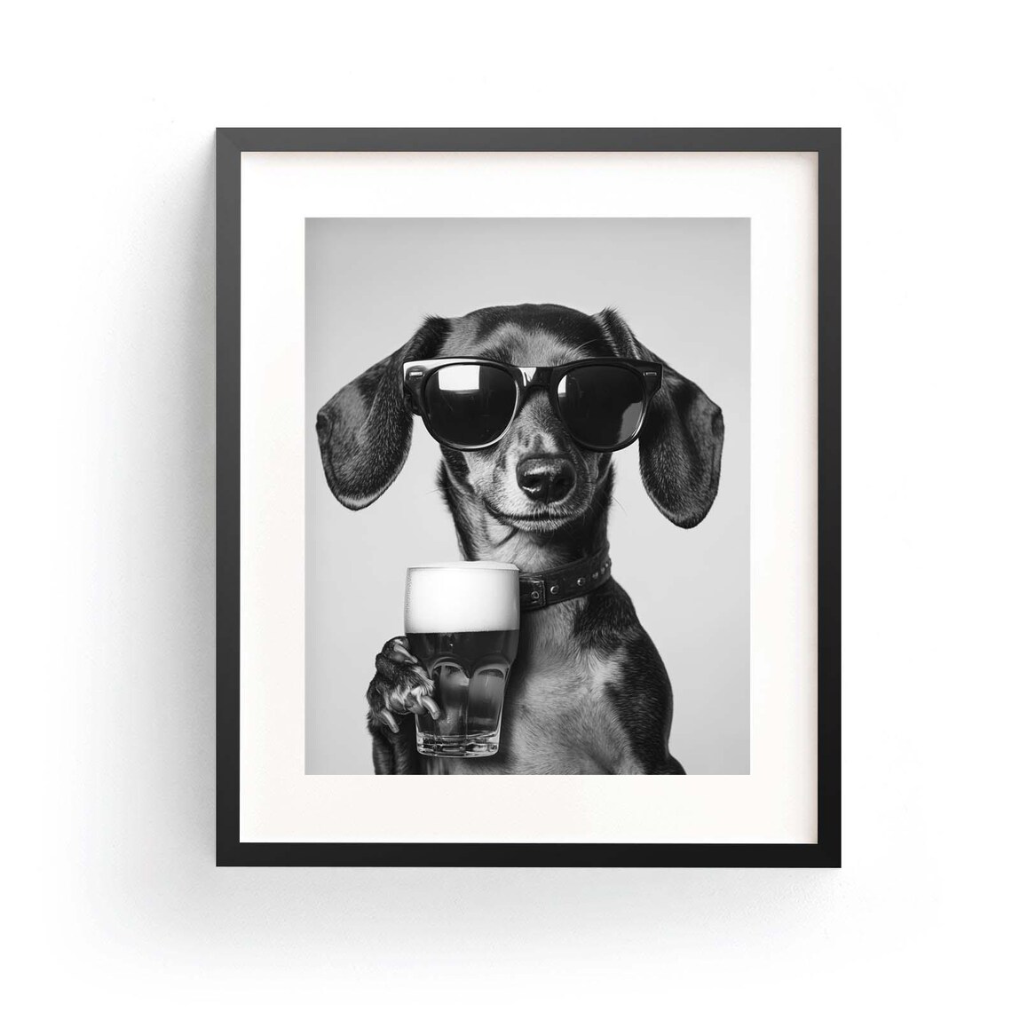 Dachshund Beer Black And White Art Print