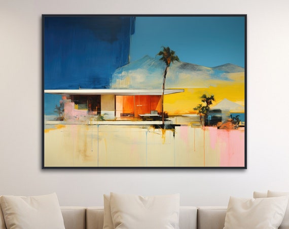 Mid Century Architecture Art Framed Print Palm Springs Retro Art Mid Century Modern Abstract Painting Mid Century Vibrance