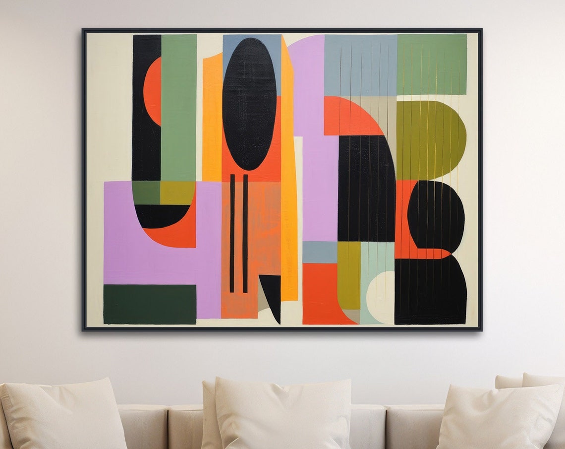 Playful Mid Century Geometric Arches Orange Purple Abstract Poster