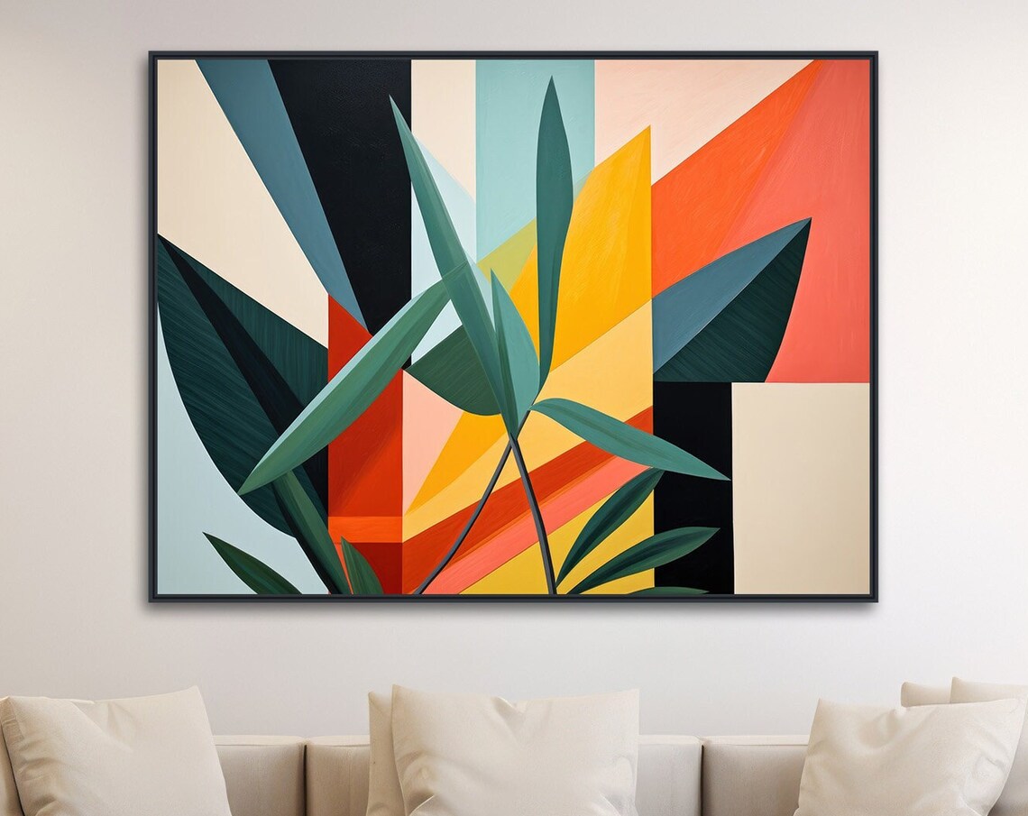 Mid-Century Tropical Botanical Abstract Art Print
