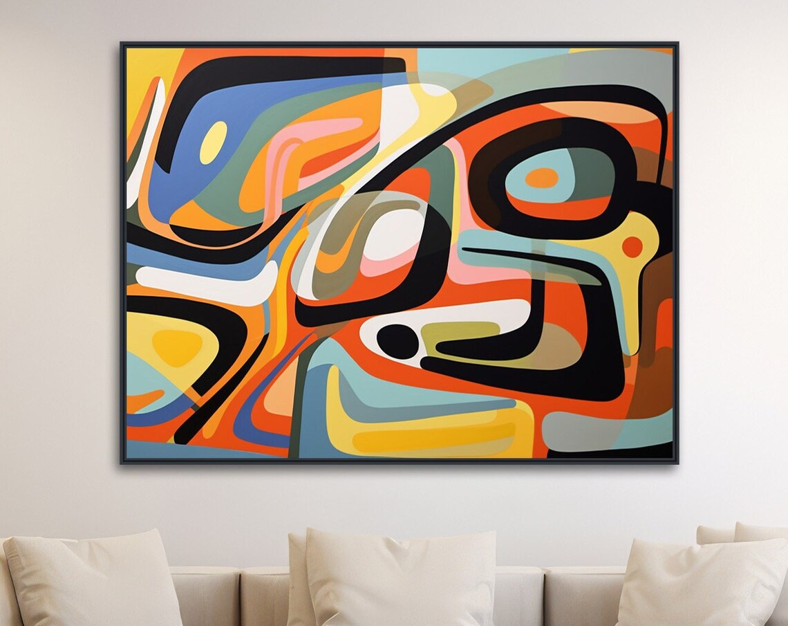 Retro Geometric Modern Abstract Wall Art Print