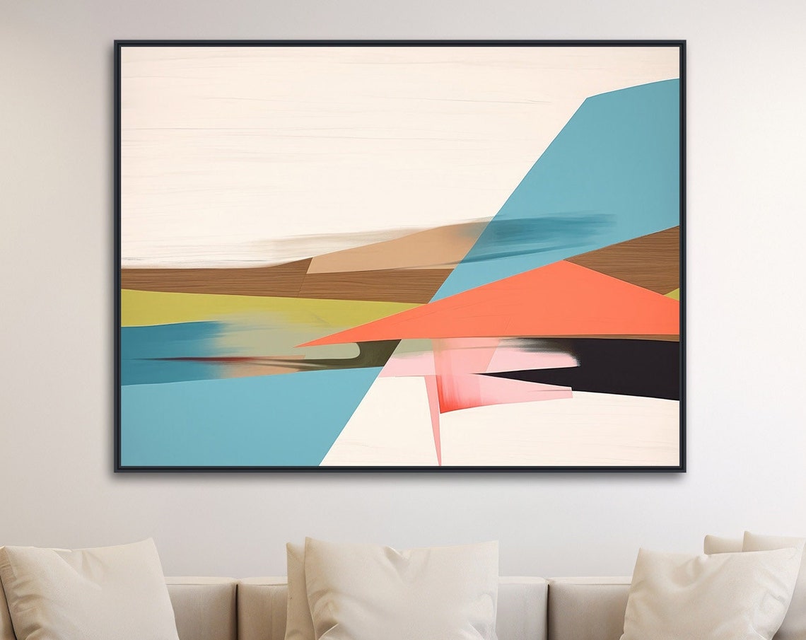 Large Geometric Wall Art Framed Print Modern Abstract Painting Extra Large Geometric Artwork Dreamscape 2