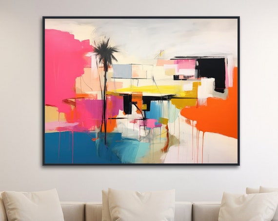 Mid Century Architecture Art Framed Print Palm Springs Retro Wall Art Mid Century Modern Abstract Painting Sunnyside Abstract