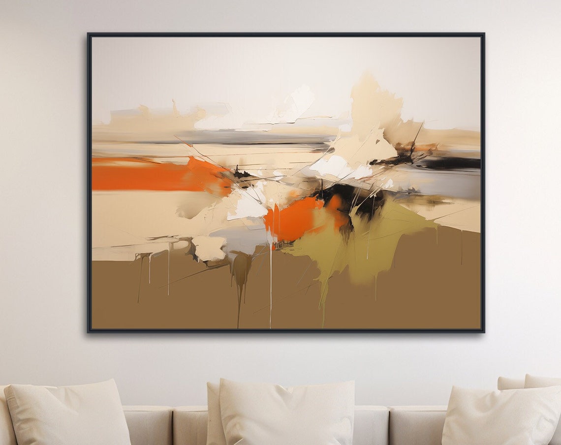 Abstract Desert Earth Tones Beige Orange Minimal Landscape Poster