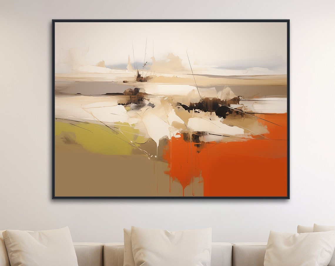Abstract Desert Landscape Beige Orange Minimal Modern Art Poster