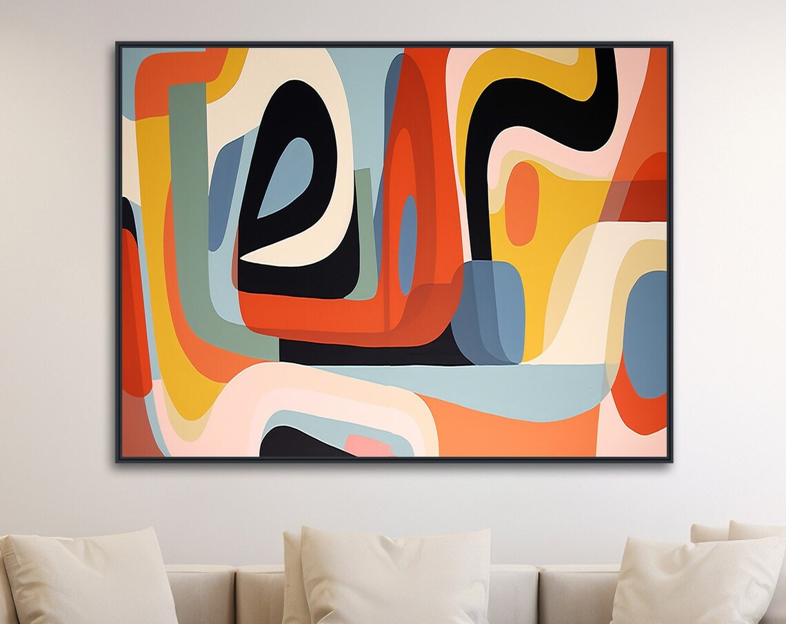 Mid Century Modern Geometric Abstract Retro Poster