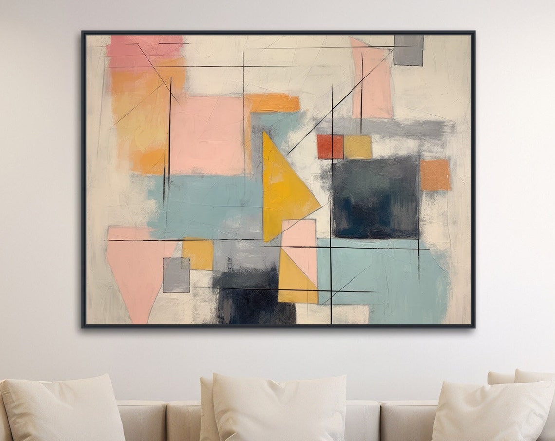 Colorful Pastel Geometric Abstract Blocks Soft Modern Boho Wall Art