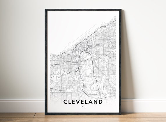 Cleveland Black and White Map Art Print