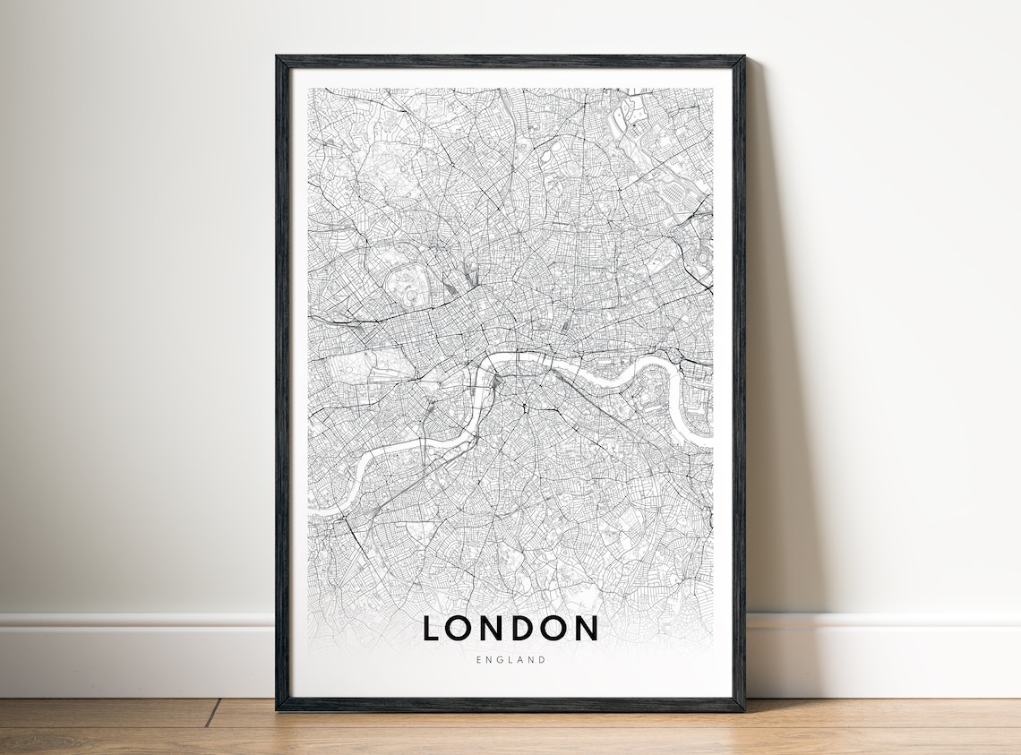 London Map Poster, Black And White City Map - Image 5