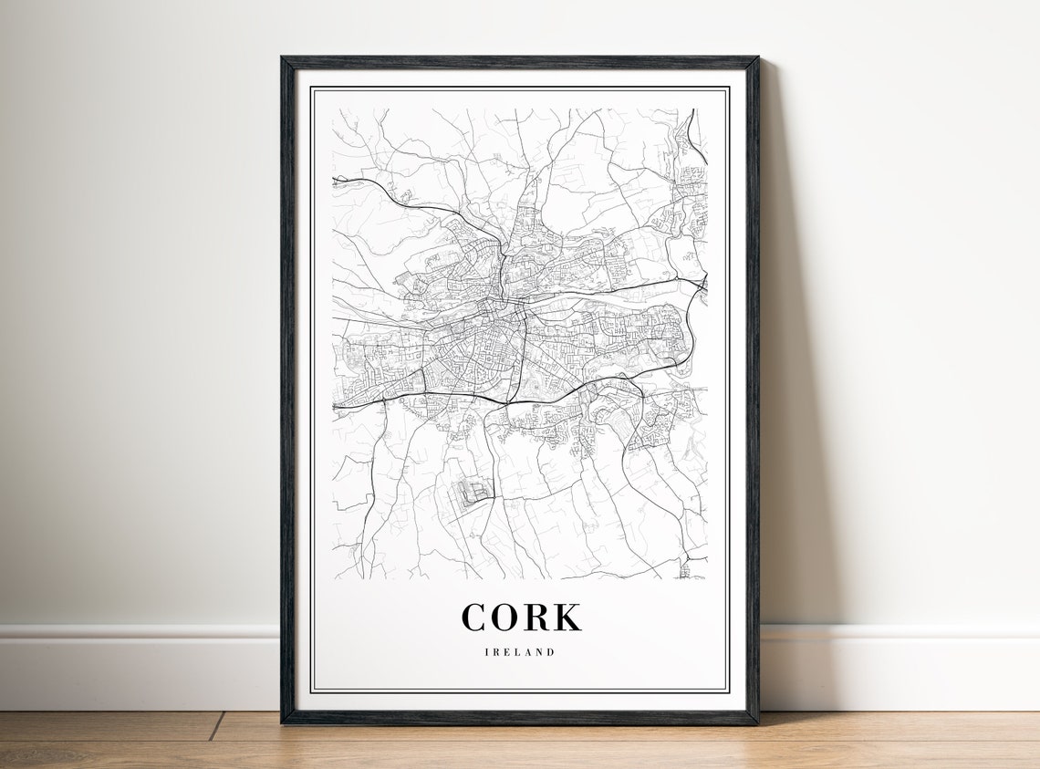 Cork Ireland Minimalist Black and White City Map Sketch Poster - Image 5