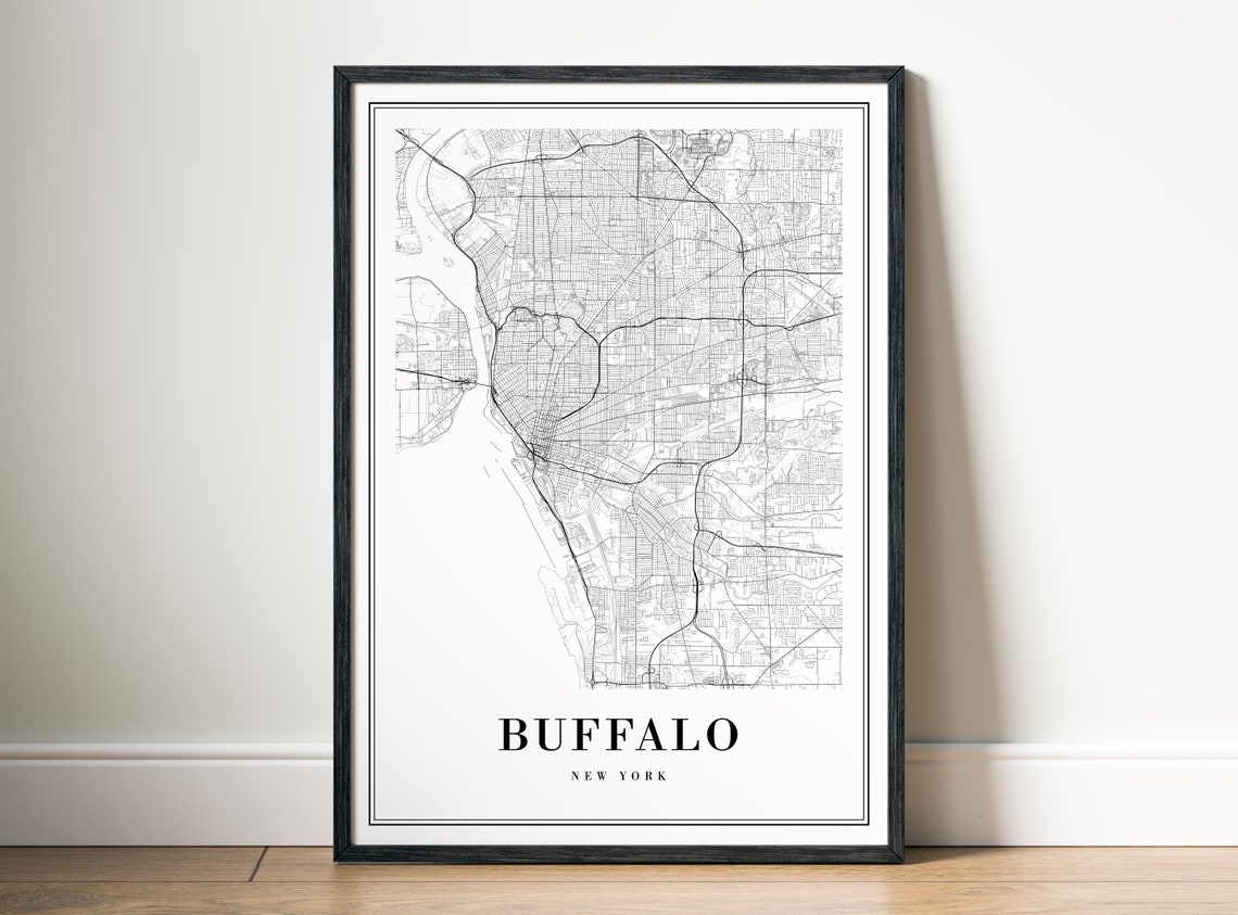 Buffalo New York Modern Minimalist Black White City Street Map Poster - Image 5