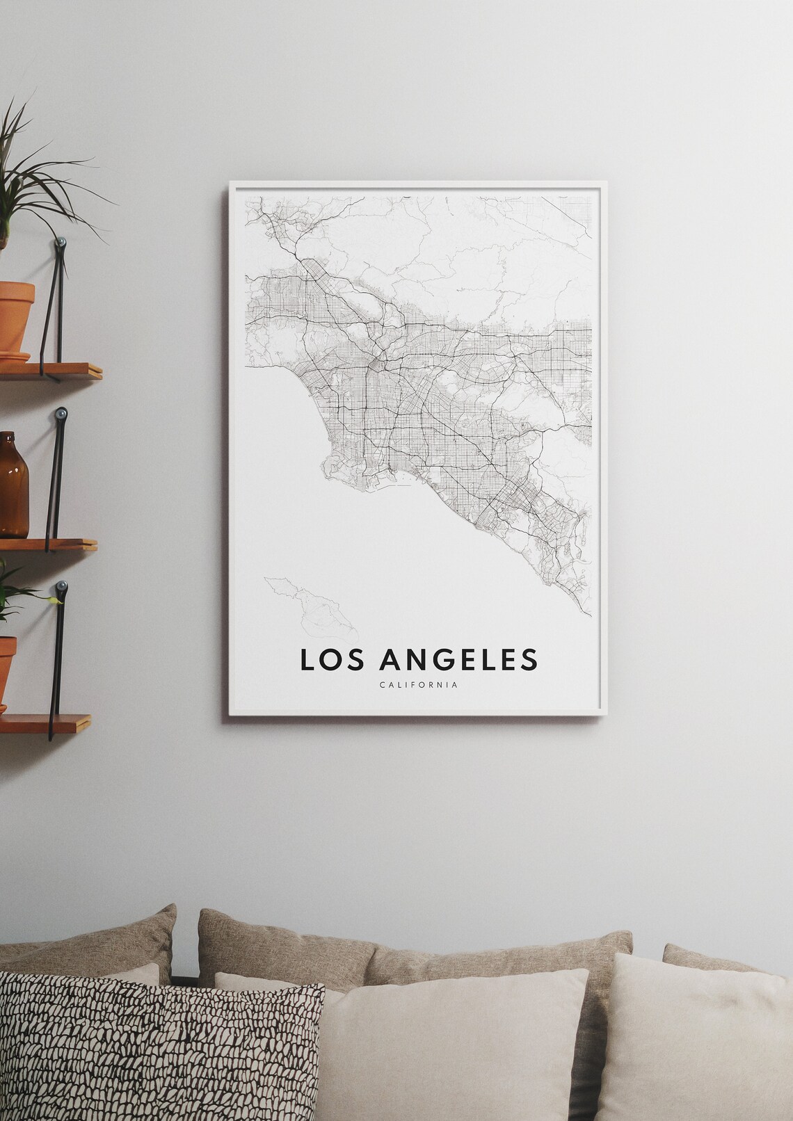Los Angeles Map Print, Black And White Sketch - Image 2