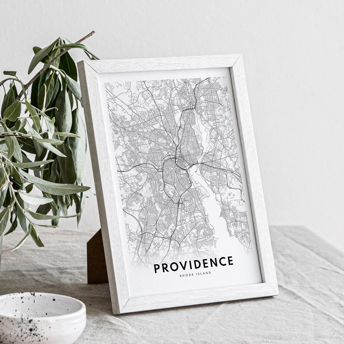 Providence Rhode Island Map Art Print, Black and White - Image 2