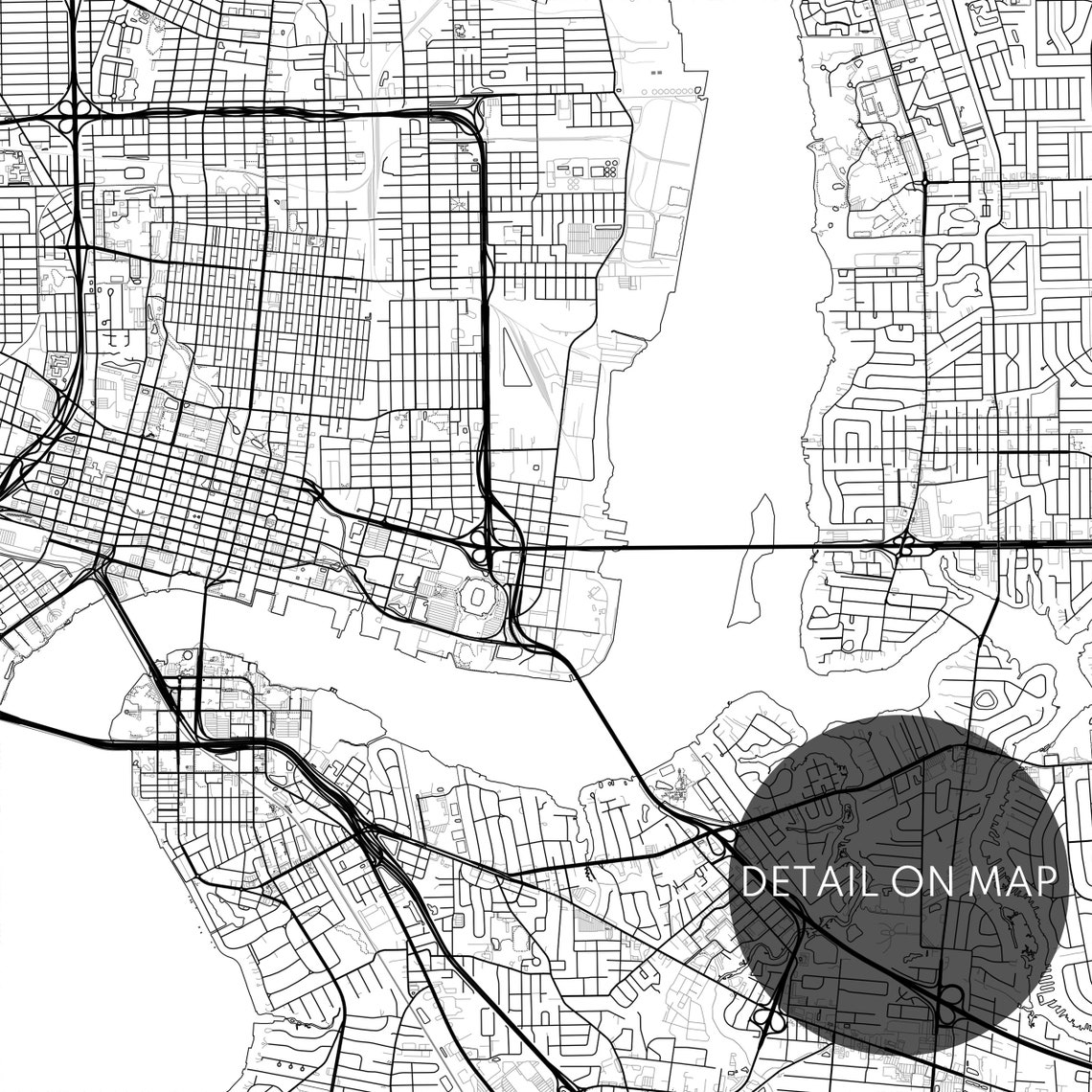 Jacksonville Florida Minimalist Black and White City Map Poster - Image 2