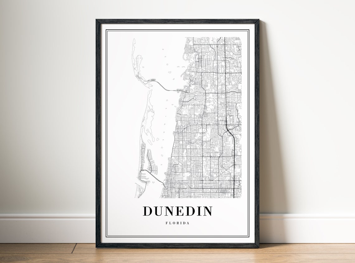 Dunedin Florida Minimalist Black Line City Street Map Poster - Image 5