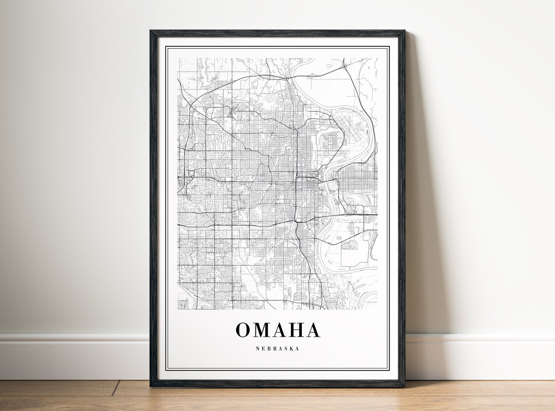 Omaha Nebraska Map Poster, Black and White Art Print - Image 5