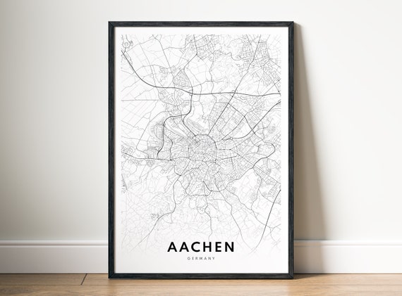 Aachen Map Print, Black and White Travel Poster