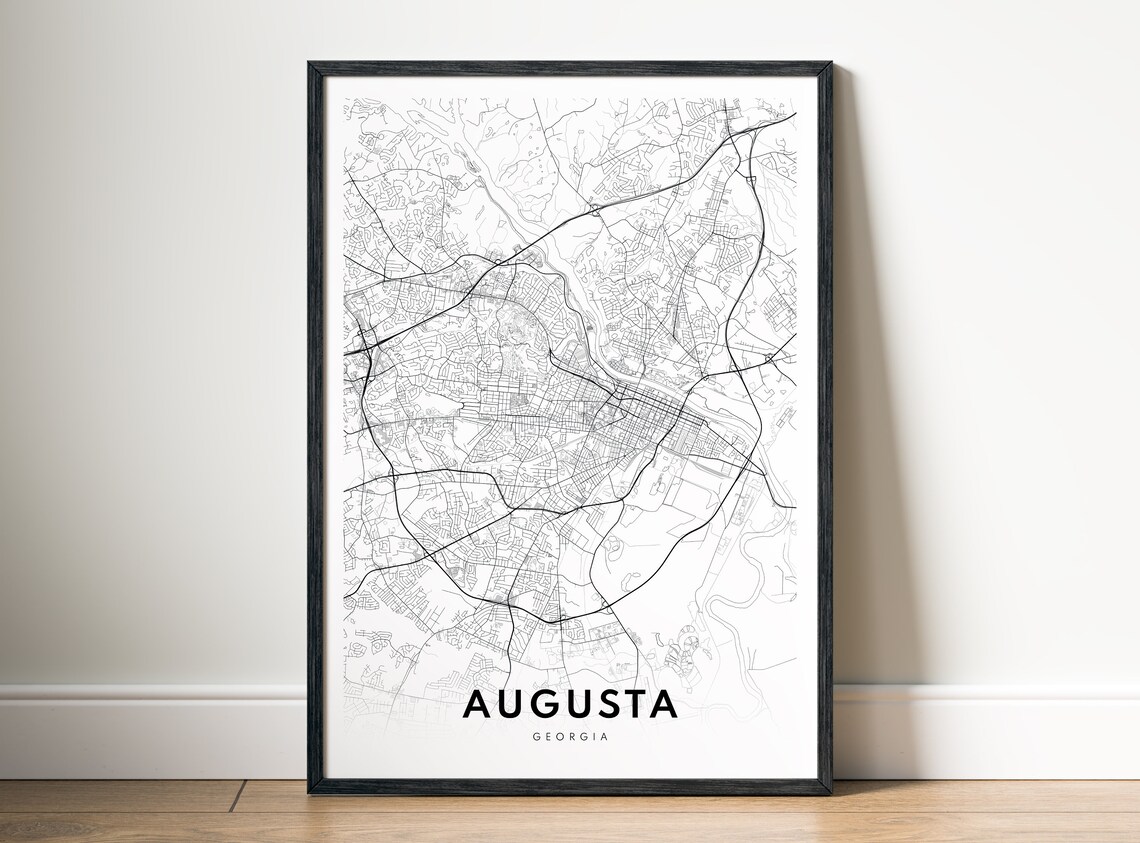 Minimalist Augusta Georgia Black and White Street Map Poster - Image 5