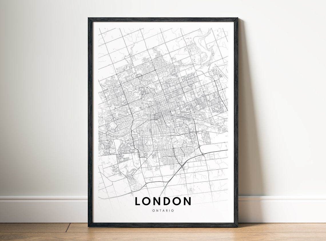 London Ontario Canada Minimalist Black and White City Map Poster