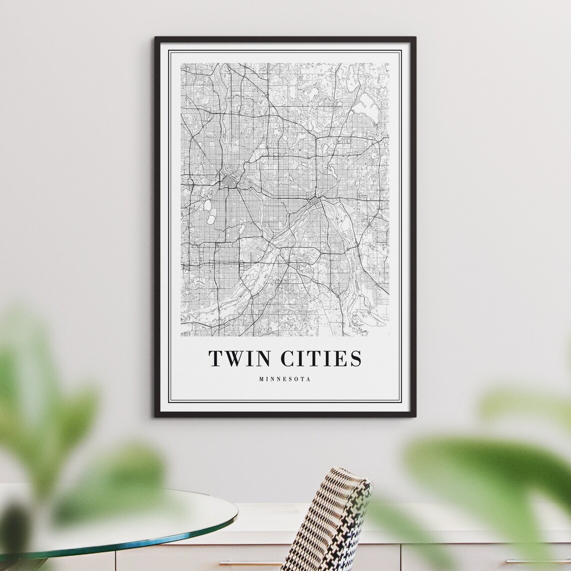 Twin Cities Minnesota Minimalist City Street Map Wall Poster - Image 3