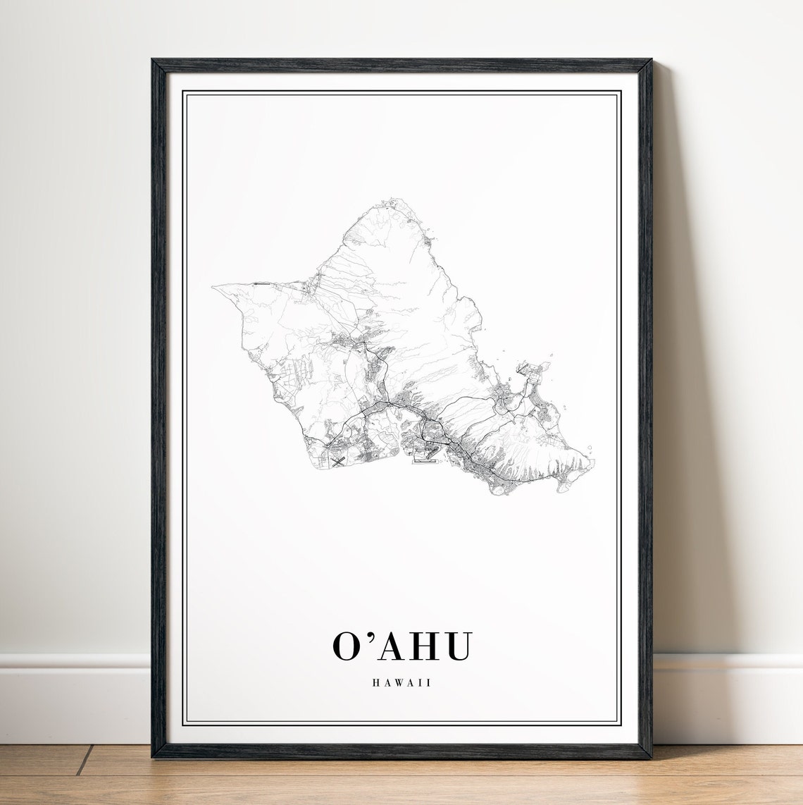 Oahu Hawaii Minimal Map Art Print