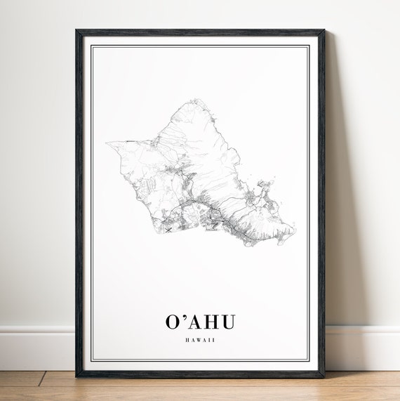 Oahu Hawaii Minimal Map Art Print