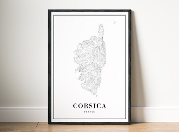 Corsica France Map Poster, Travel Print