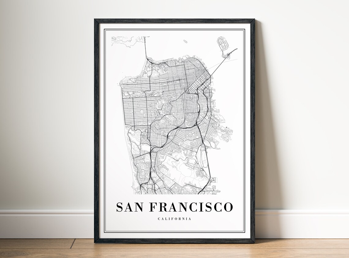 San Francisco Map Poster, Black And White Map - Image 5