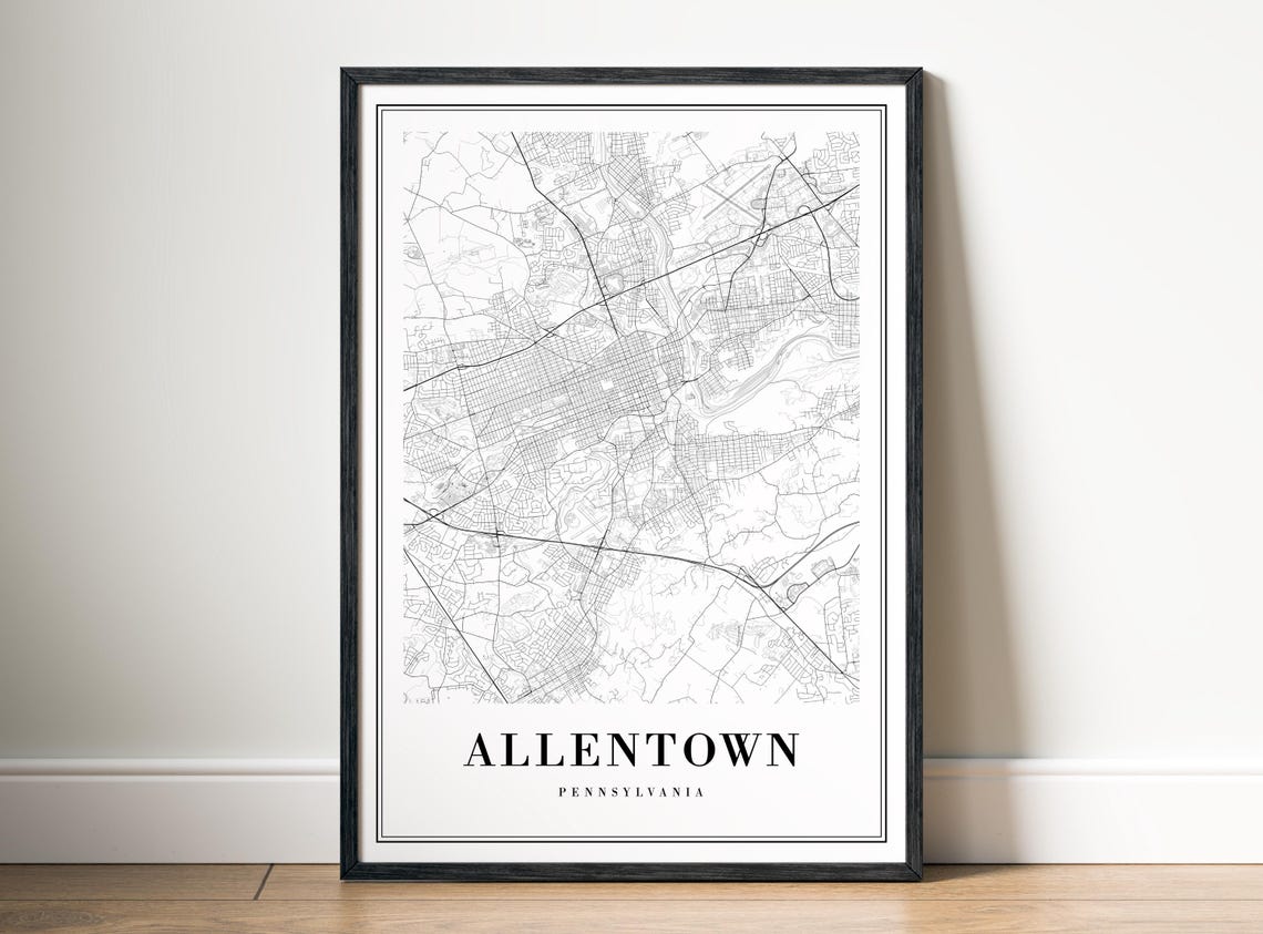 Allentown Pennsylvania Black White Minimalist City Map Line Art Poster - Image 5