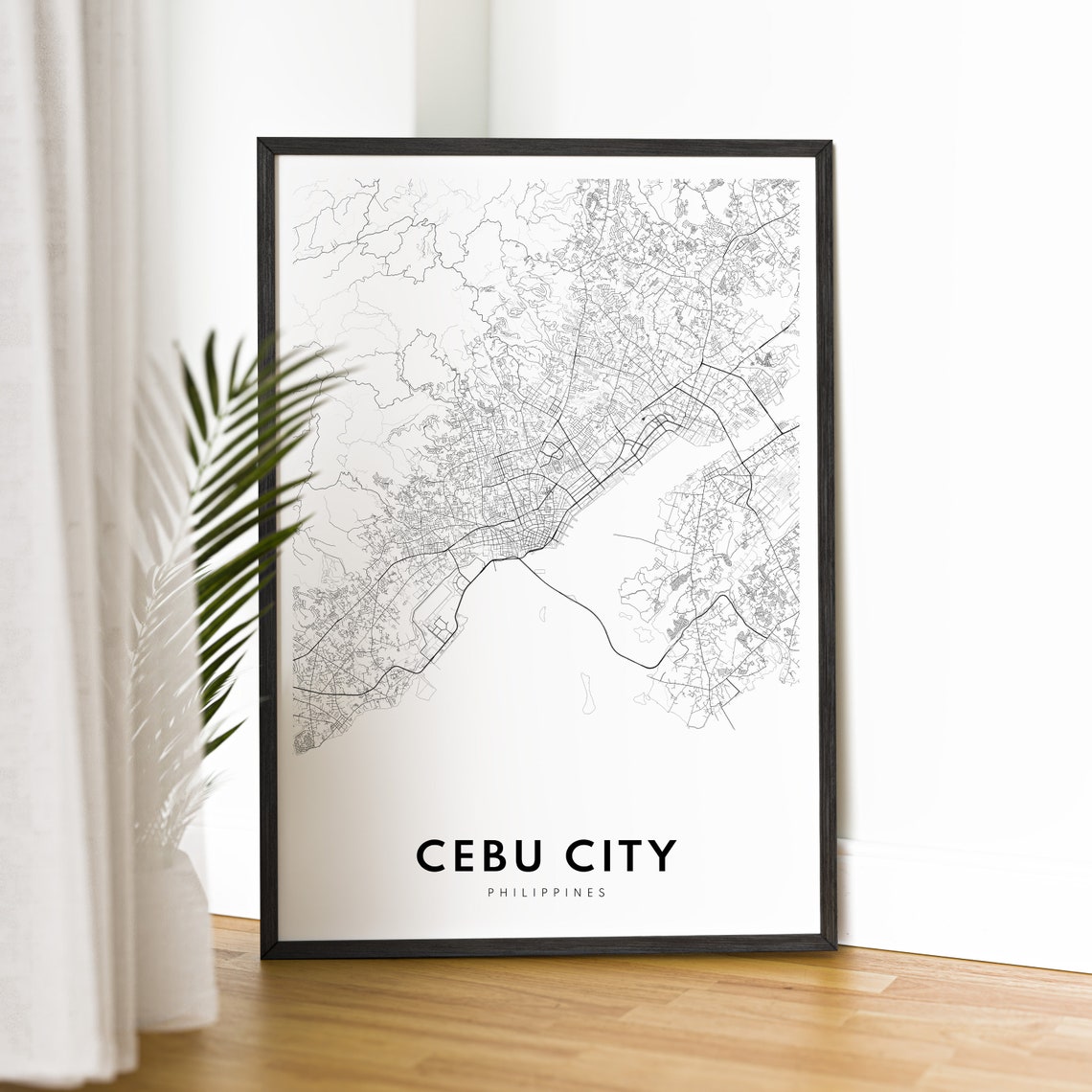 Cebu City Philippines Street Map Minimalist Black White Print - Image 4