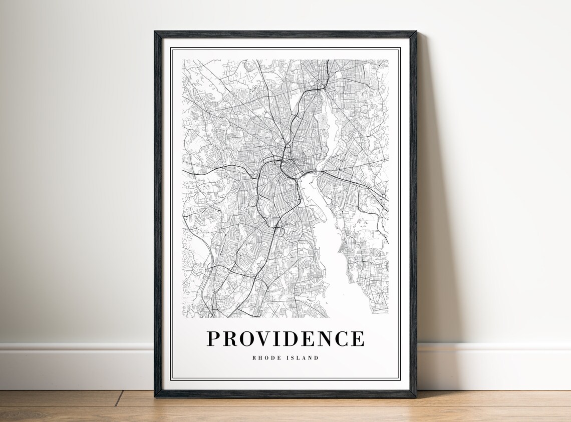 Providence Rhode Island Map Art Print, Black and White - Image 5