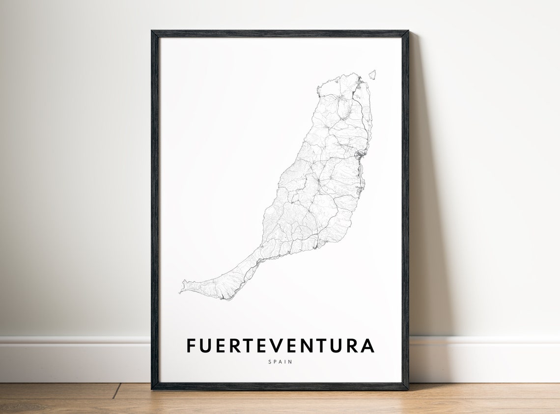 Fuerteventura Canary Islands Minimalist Black and White Map Poster - Image 5