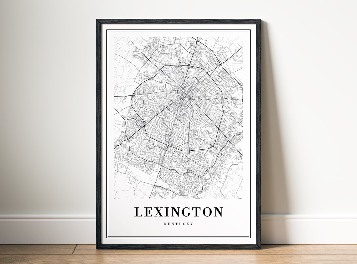 Lexington Kentucky Black and White City Map Minimalist Wall Art - Image 5