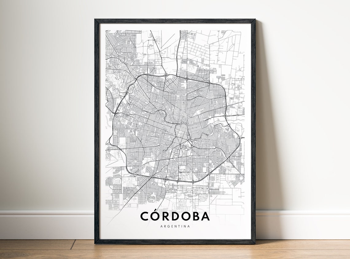 Cordoba Argentina Minimalist Line Art City Map Black White Wall Art - Image 4